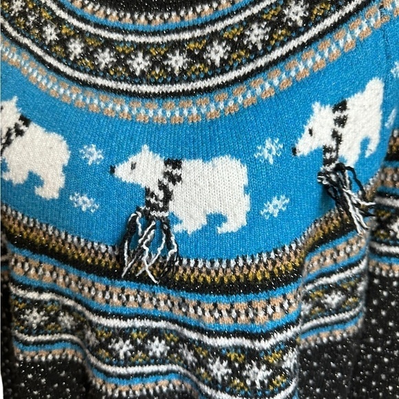 Holiday Time Women's Ugly Christmas Sweater Knit Polar Bears Size Large (12-14) - Picture 15 of 17